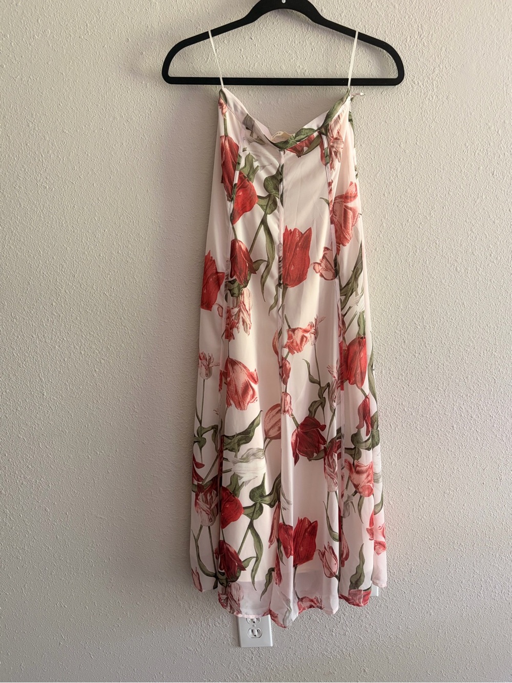 Paper Crown Cream Maxi Slip Skirt with Tulip Print